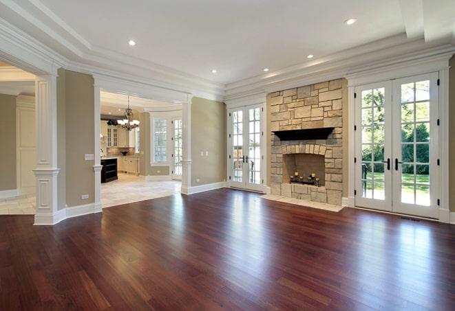 a shiny hardwood floor with a glossy topcoat