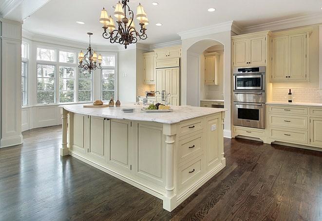 beautiful laminate flooring in a spacious kitchen in Papillion